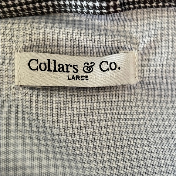 NWT Collars & Co. Black Houndstooth Semi-Spread Collar Polo in Size Large - Picture 5 of 8